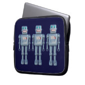 Drei Roboter auf der Dunklen Marine Laptopschutzhülle (Vorderseite Links)