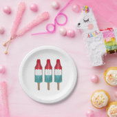 Drei Rocket-Pop 4. Juli Red White Blue Popsims Pappteller (Party)