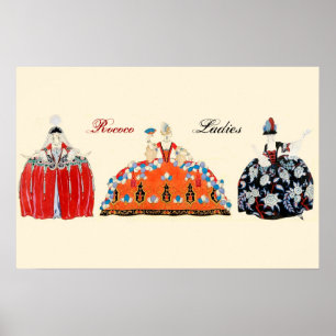 DREI ROKOKO-DAMEN, SCHÖNHEIT, KOSTÜM DESIGN MODE POSTER