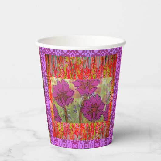 Drei rosa Blume 2 Pappbecher (Rückseite)