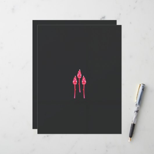 Drei rosa Blume mit schwarzem Hintergrund (Vorderseite/Rückseite Beispiel)