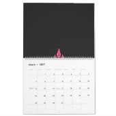 Drei rosa Blume mit schwarzem Hintergrund Kalender (Mär 2027)