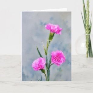 Drei rosa Carnation-Blume Art Note Card Karte
