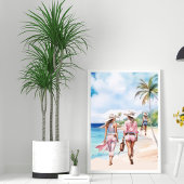 Drei rosa Cowgirl Tropical Island Poster