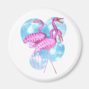 Drei rosa Flamingos stehen im Wasser Magnet