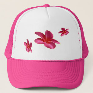 Drei rosa Frangipani-Blume, Truckerkappe