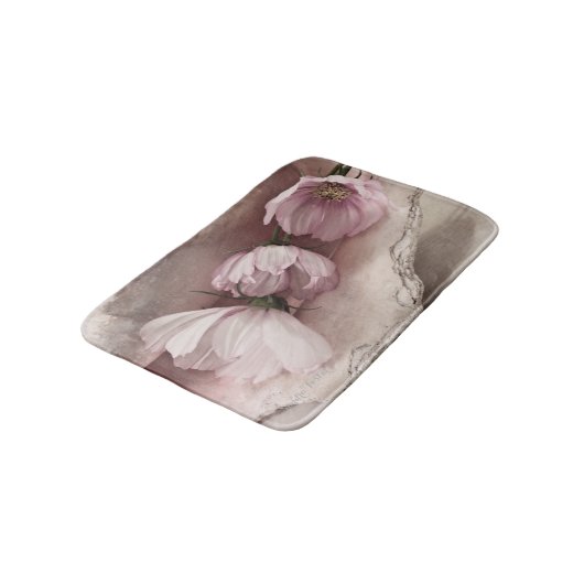 Drei rosa Kosmos Badematte (Schrägansicht)