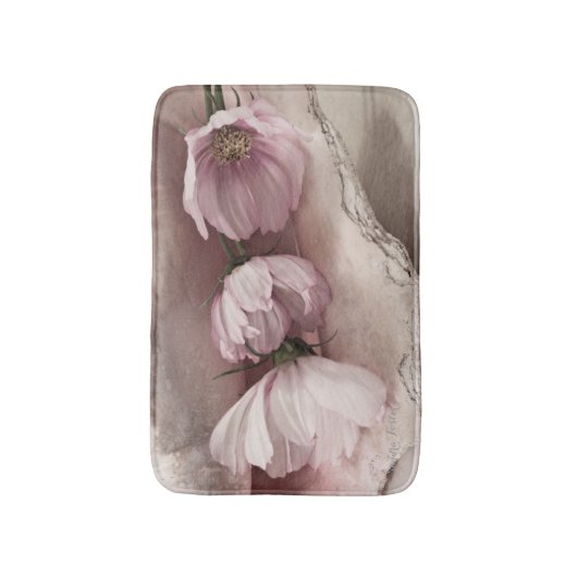 Drei rosa Kosmos Badematte (Vorderseite Vertikal)