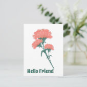 Drei rosa Nelken, Hallo Freund Postkarte (Stehend Vorderseite)