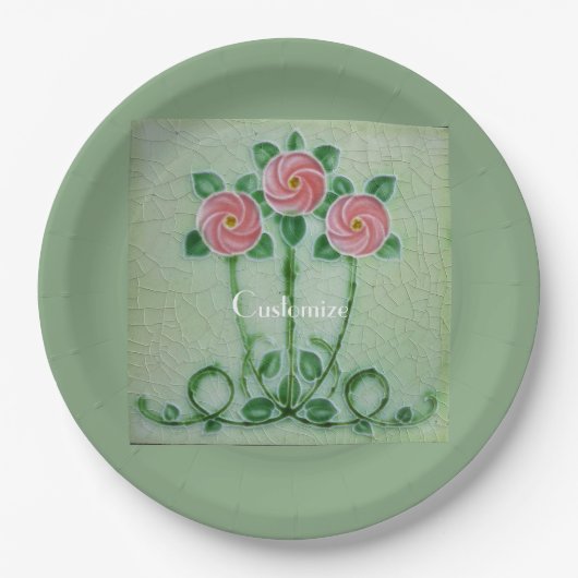 Drei rosa Roses Thunder_Cove Pappteller (Vorderseite)
