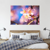 Drei rosa Sakura-Blüten Leinwanddruck (Insitu (Schlafzimmer))