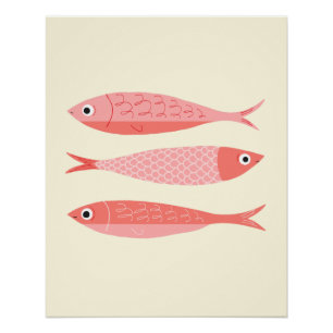 Drei rosa Sardinen Poster