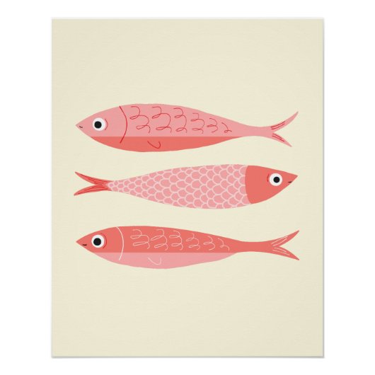 Drei rosa Sardinen Poster (Vorderseite)