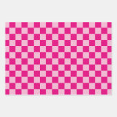 Drei rosa Schachbrett Geschenkpapier Set (Vorderseite 3)