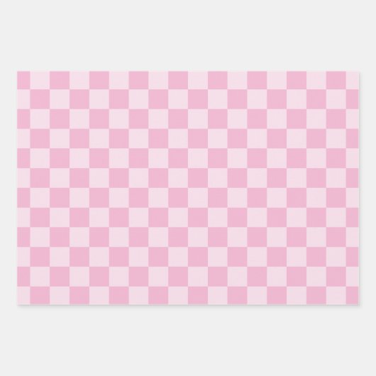 Drei rosa Schachbrett Geschenkpapier Set (Vorderseite 2)