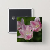 Drei rosa Tulpen Button (Vorne & Hinten)
