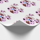 Drei rosa und schwarze Ladybude mit Sternen Geschenkpapier (Ecke)