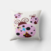 Drei rosa und schwarze Ladybude mit Sternen Kissen (Rückseite)