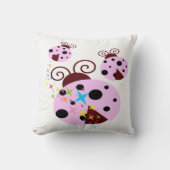 Drei rosa und schwarze Ladybude mit Sternen Kissen (Vorderseite)