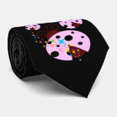 Drei rosa und schwarze Ladybude mit Sternen Krawatte (Gerollt)