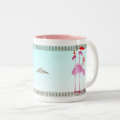 Drei rosa Weihnachtsflamingos Zweifarbige Tasse (VorderseiteRechts)