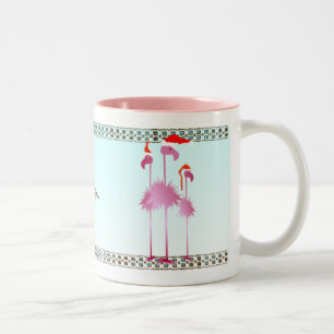 Drei rosa Weihnachtsflamingos Zweifarbige Tasse