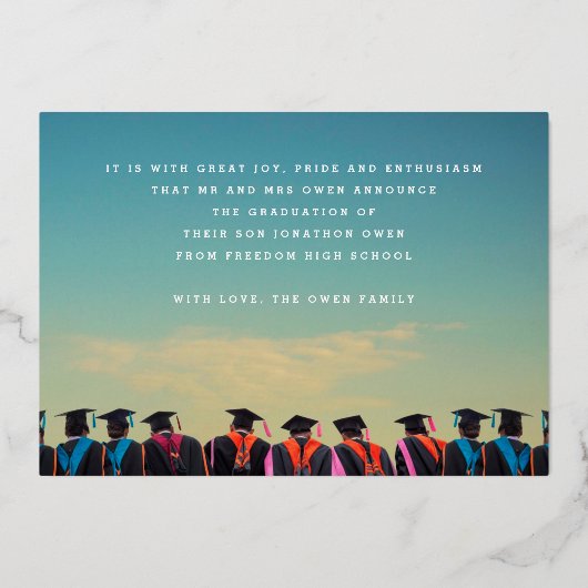 DREI ROSE Fotorahmen GOLD GRADUATE Ankündigung (Rückseite)