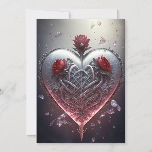 Drei Rose metallische Ionische Valentinkarte Feiertagskarte (Vorderseite)