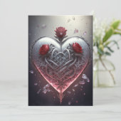 Drei Rose metallische Ionische Valentinkarte Feiertagskarte (Stehend Vorderseite)