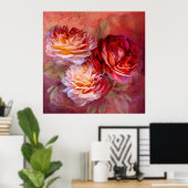 Drei Rose - Red - Fine Art Poster (Heimbüro)