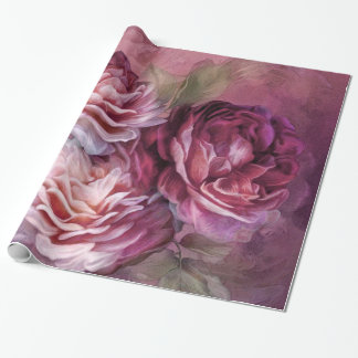 Drei Rosen-Burgunder-Kunst-Geschenk-Verpackung Geschenkpapier