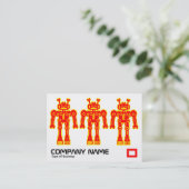 Drei rot und gelbe Roboter Visitenkarte (Stehend Vorderseite)