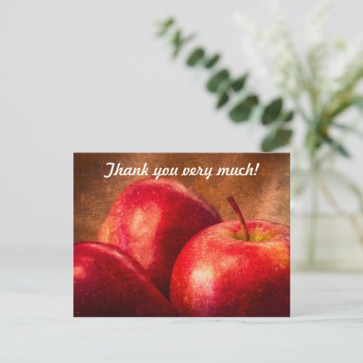 Drei rote Äpfel Postkarte (Stehend Vorderseite)