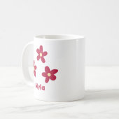 Drei rote Blumen-Doodles mit Namen oder anderem Te Kaffeetasse (Vorderseite Links)