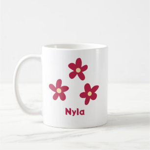 Drei rote Blumen-Doodles mit Namen oder anderem Te Kaffeetasse