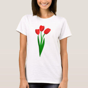 Drei Rote Cartoon Tulips T - Shirt