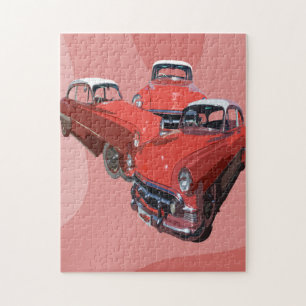 Drei rote Oldtimer Popart, Puzzle