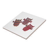 Drei rote Owls Keramik Tile Fliese (Seite)