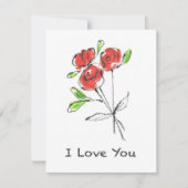Drei Rote Rosen Bouquet "I Liebe you" Karte (Vorderseite)