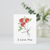 Drei Rote Rosen Bouquet "I Liebe you" Karte (Stehend Vorderseite)