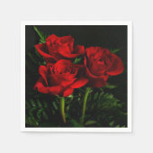 Drei Rote Rosen Papier Knapkins Serviette (Vorderseite)