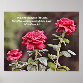Drei Rote Rosen Schrift 1 Korinther 13:13 Poster