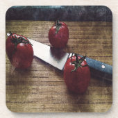 Drei rote Tomaten auf einem Schrank Getränkeuntersetzer (Vorderseite)