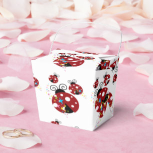 Drei rote und schwarze Ladybude mit Sternen Geschenkschachtel