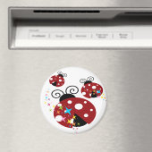 Drei rote und schwarze Ladybude mit Sternen Magnet (In Situ (Geschirrspüler))