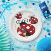 Drei rote und schwarze Ladybude mit Sternen Pappteller (Party)