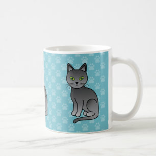 Drei Russische Blaukatzen in Blau Kaffeetasse