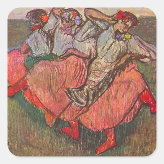Drei russische Tänzer von Edgar Degas Quadratischer Aufkleber (Vorderseite)