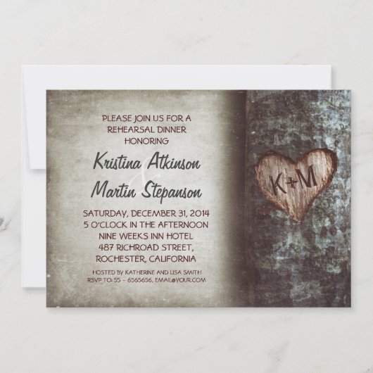 Drei rustikale Probe Dinner Einladungen (Vorderseite)