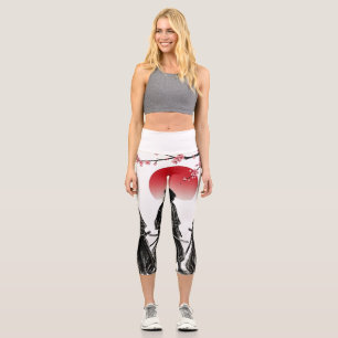 Drei Samurai-Silhouetten Battle Art Capri Leggings